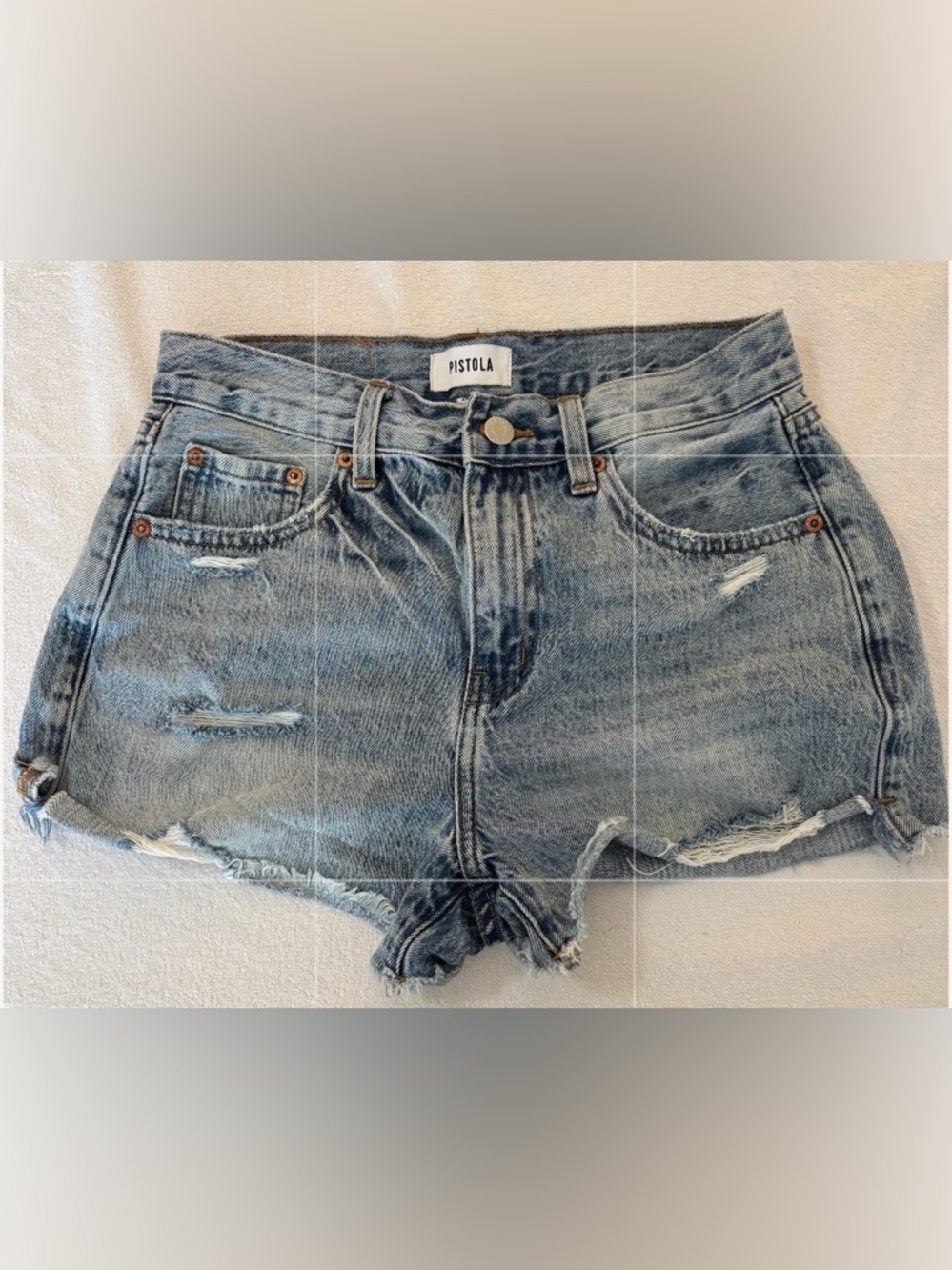 Pistola Light Wash Distressed Denim Cutoff Shorts